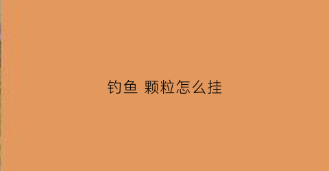 钓鱼 颗粒怎么挂